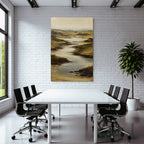 Ruhige Landlandschaft Mit Fluss Durch Hügel