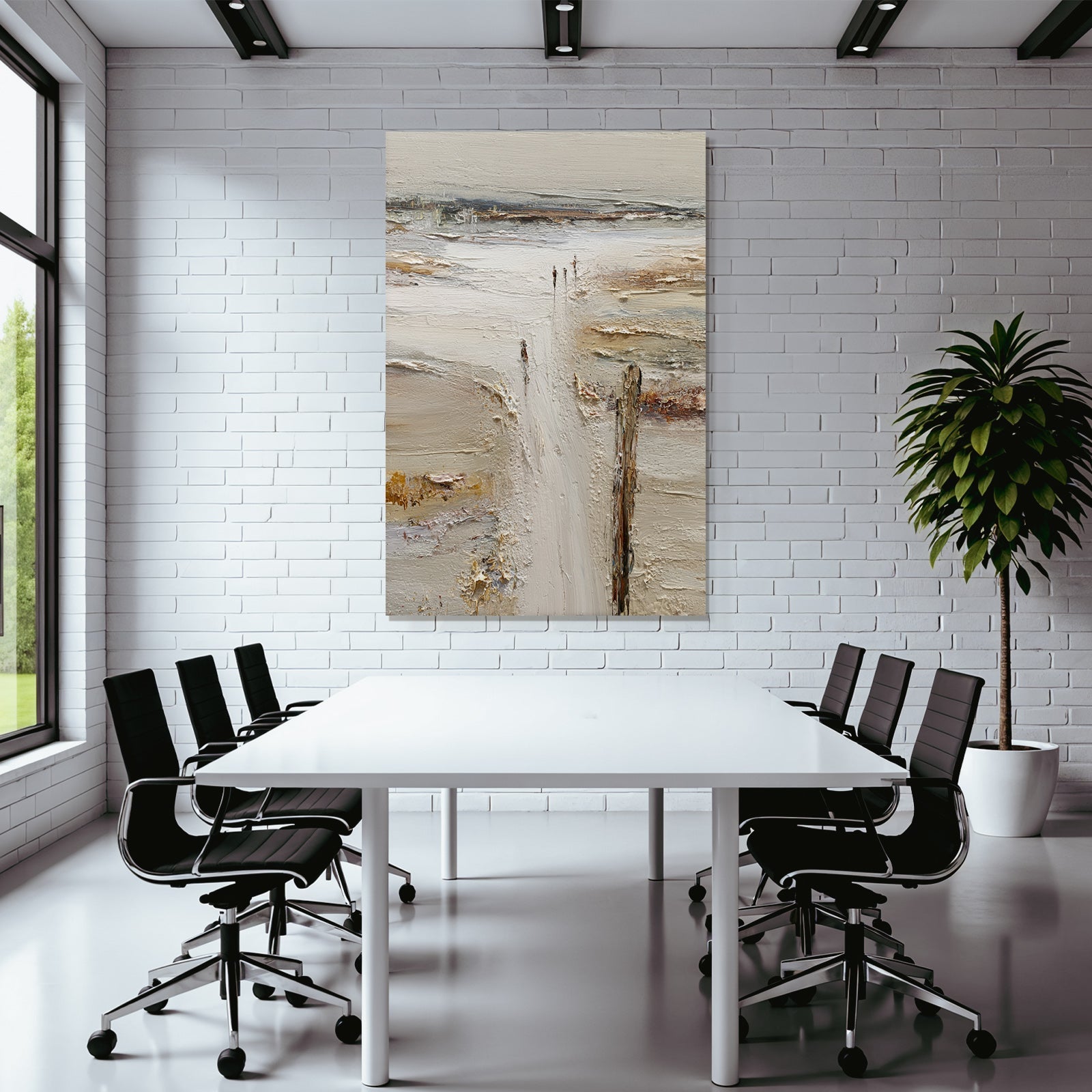 Ruhige Landschaft Mit Weg Und Figuren Impressionistisches Gemälde