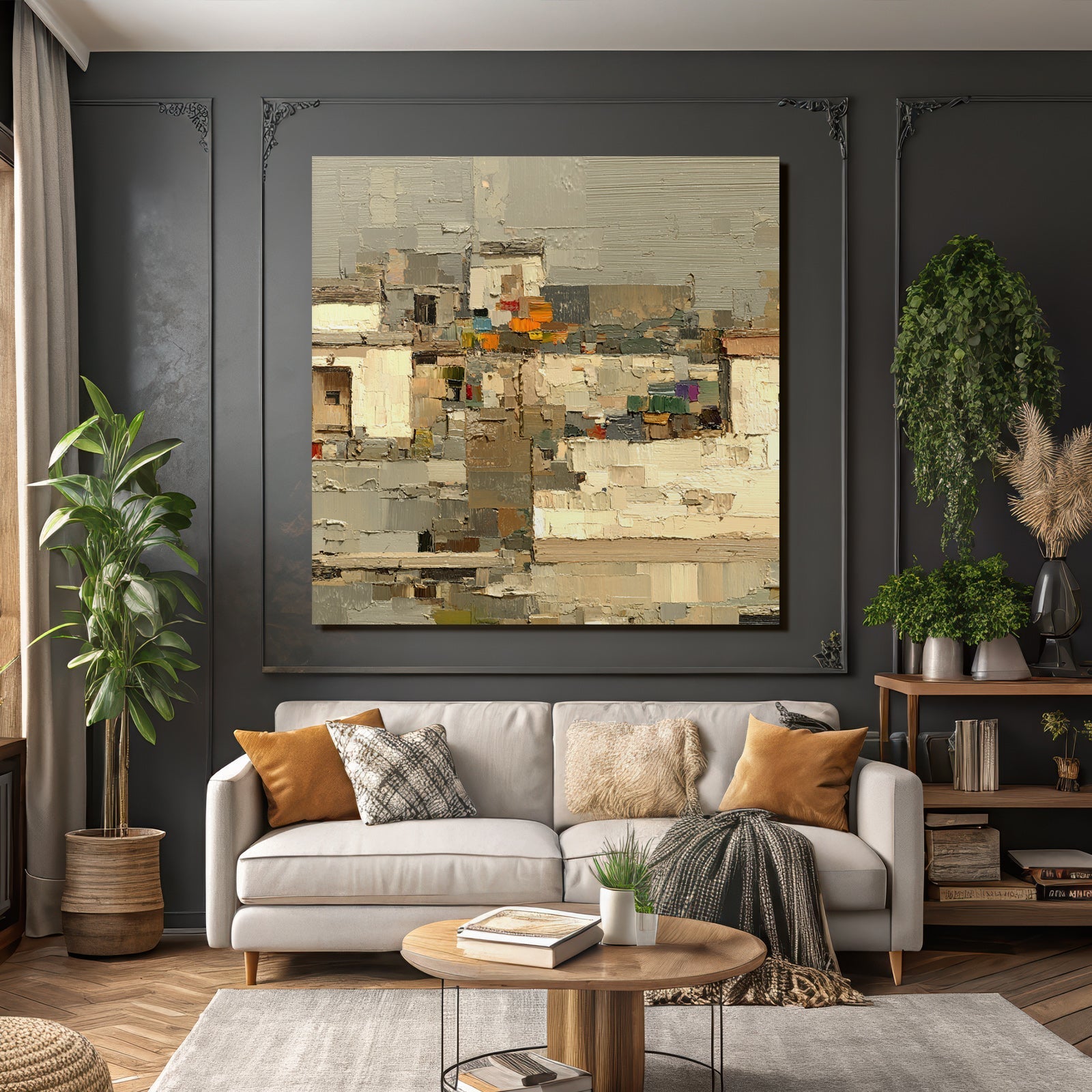 Abstracte Kunstlandschaft Mit Textur Und Farben