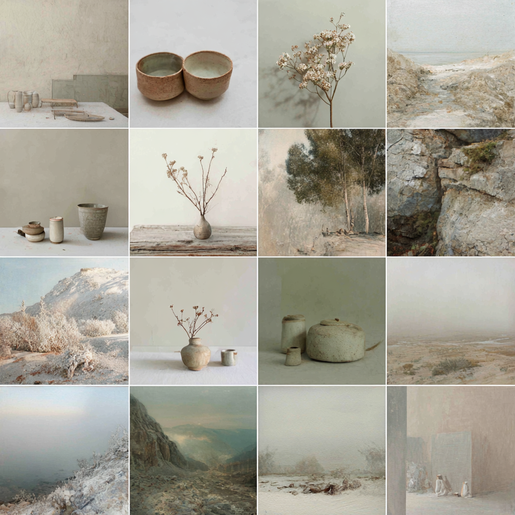 Natürliche Schönheit Minimalistische Ästhetik Collage | Erdtoene und Taupe | Farbenwelten
