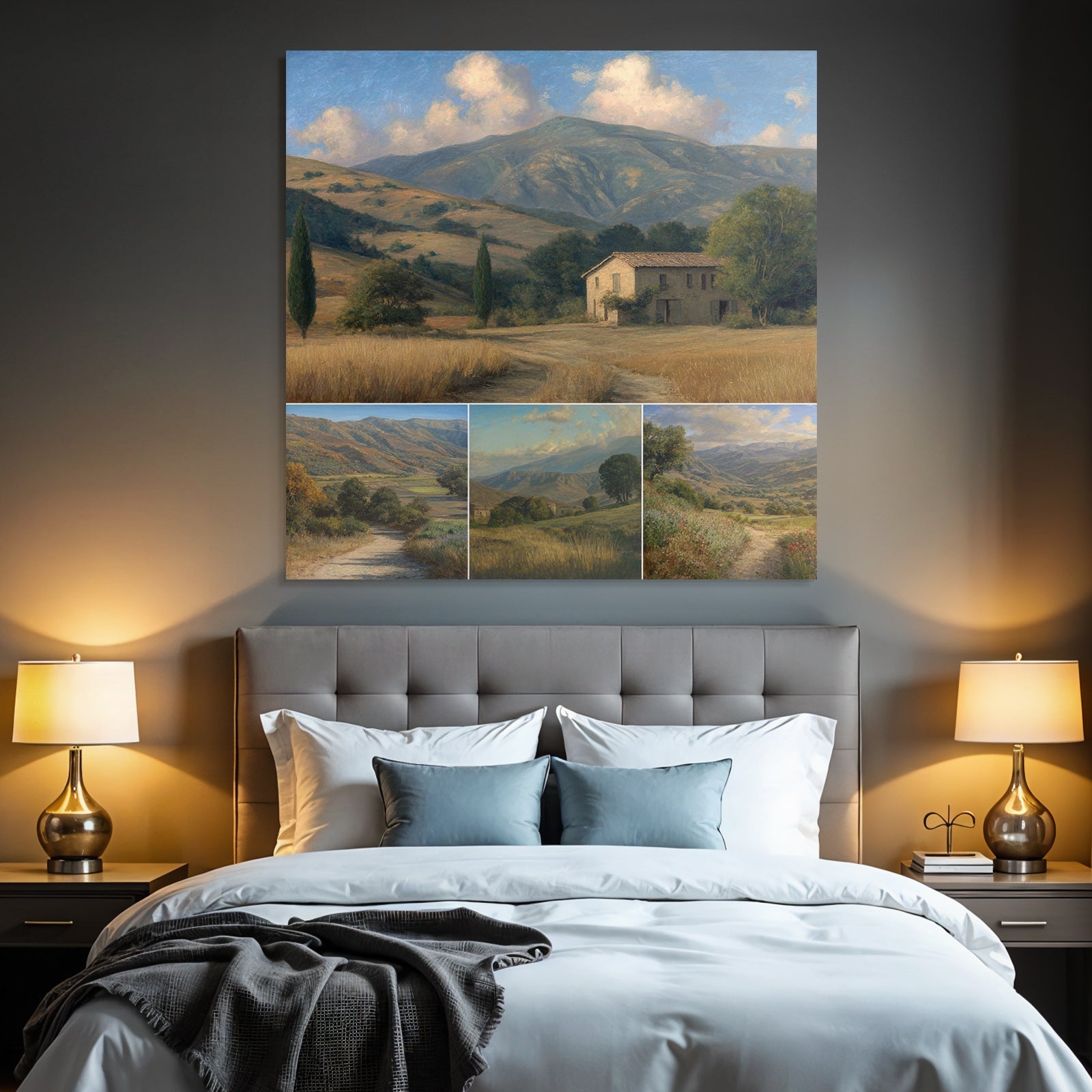Rolly Hills Quaint House Pathway Traumhafte Landschaft Malerei
