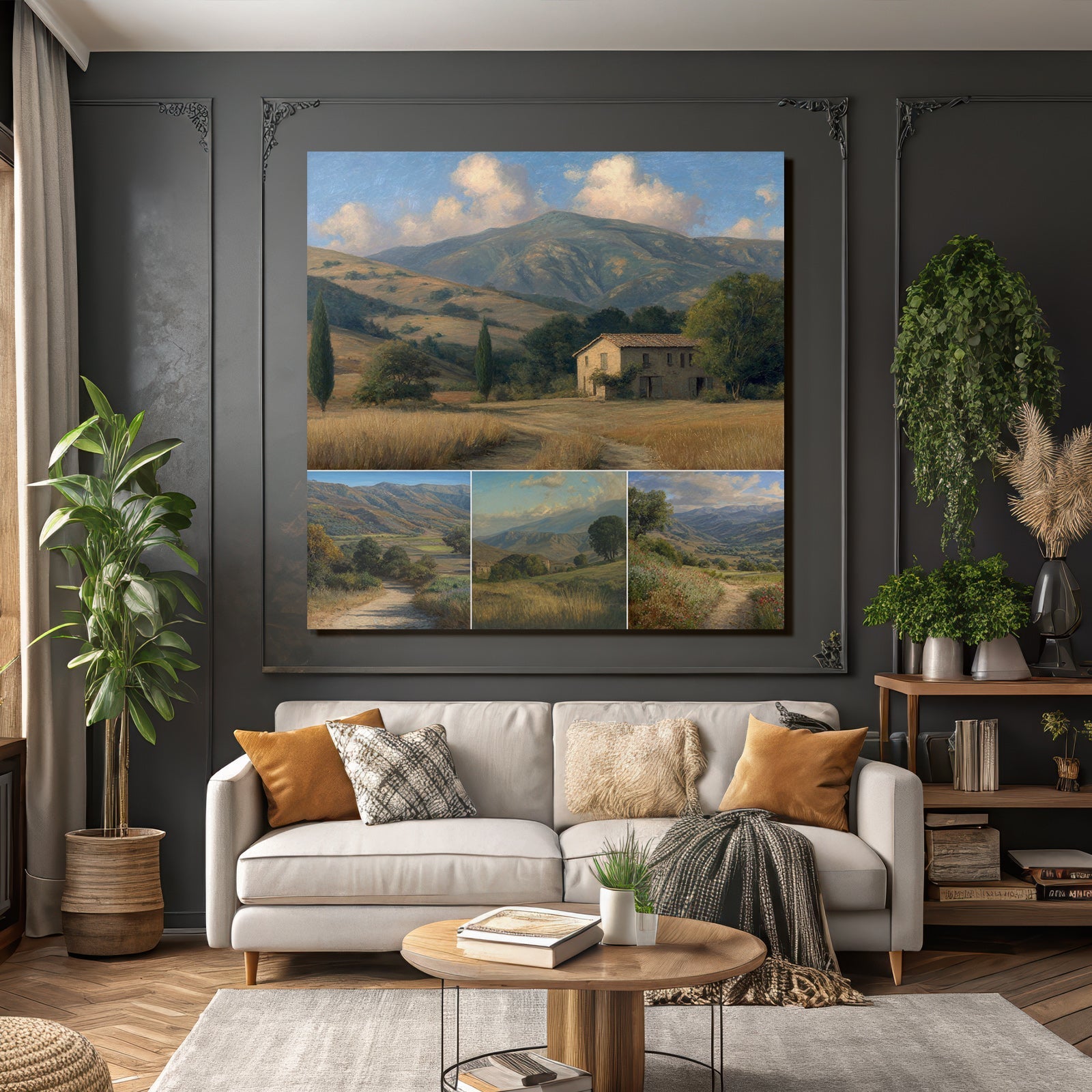 Rolly Hills Quaint House Pathway Traumhafte Landschaft Malerei