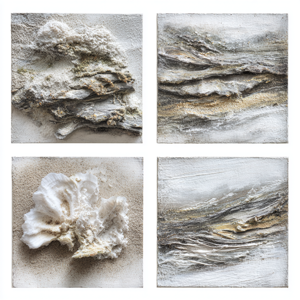 Texturierte Kunstwerke Inspiriert Von Meer Und Natur | Erdtoene und Taupe | Farbenwelten