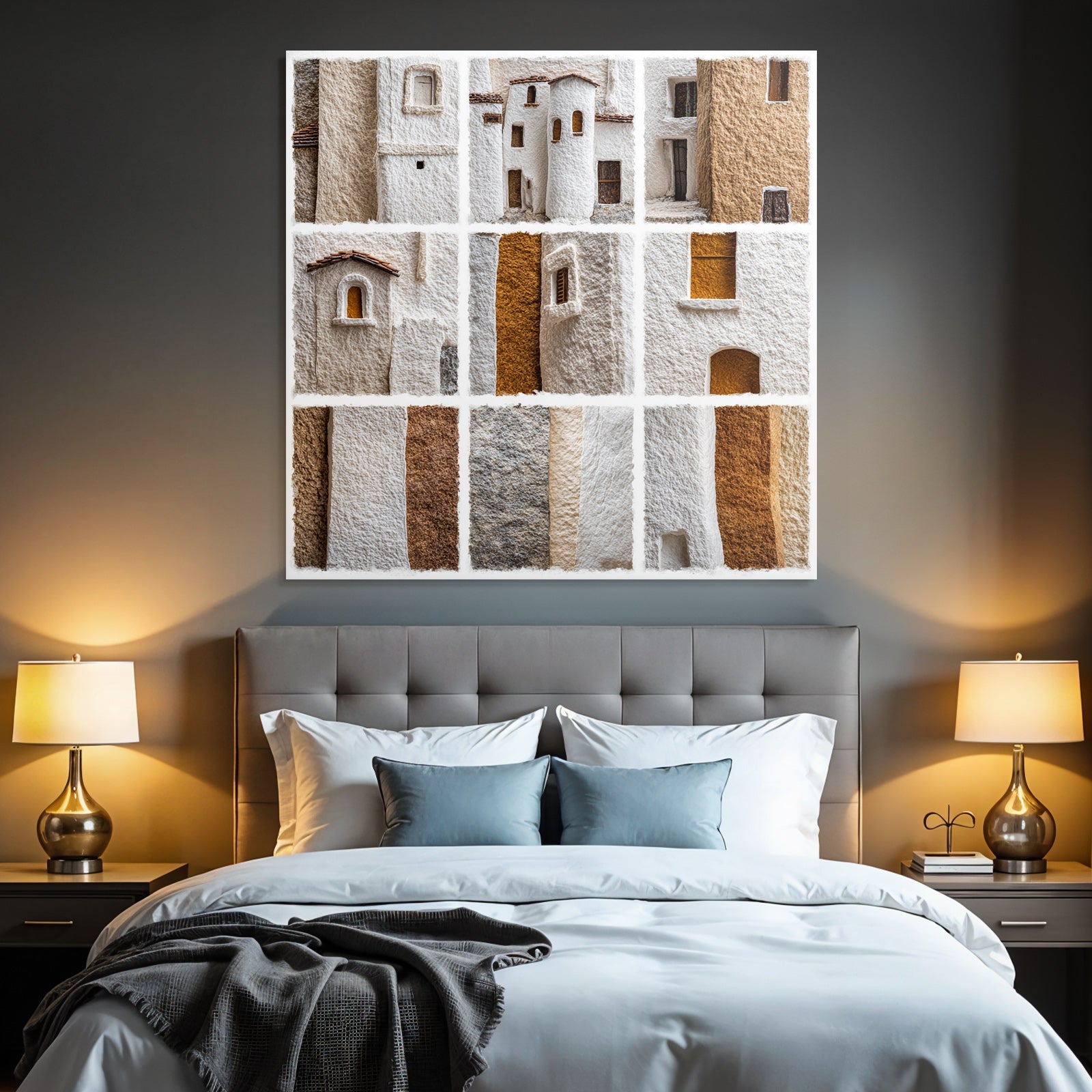Texturierte Wand Collage Weis Beige Braun