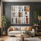 Texturierte Wand Collage Weis Beige Braun