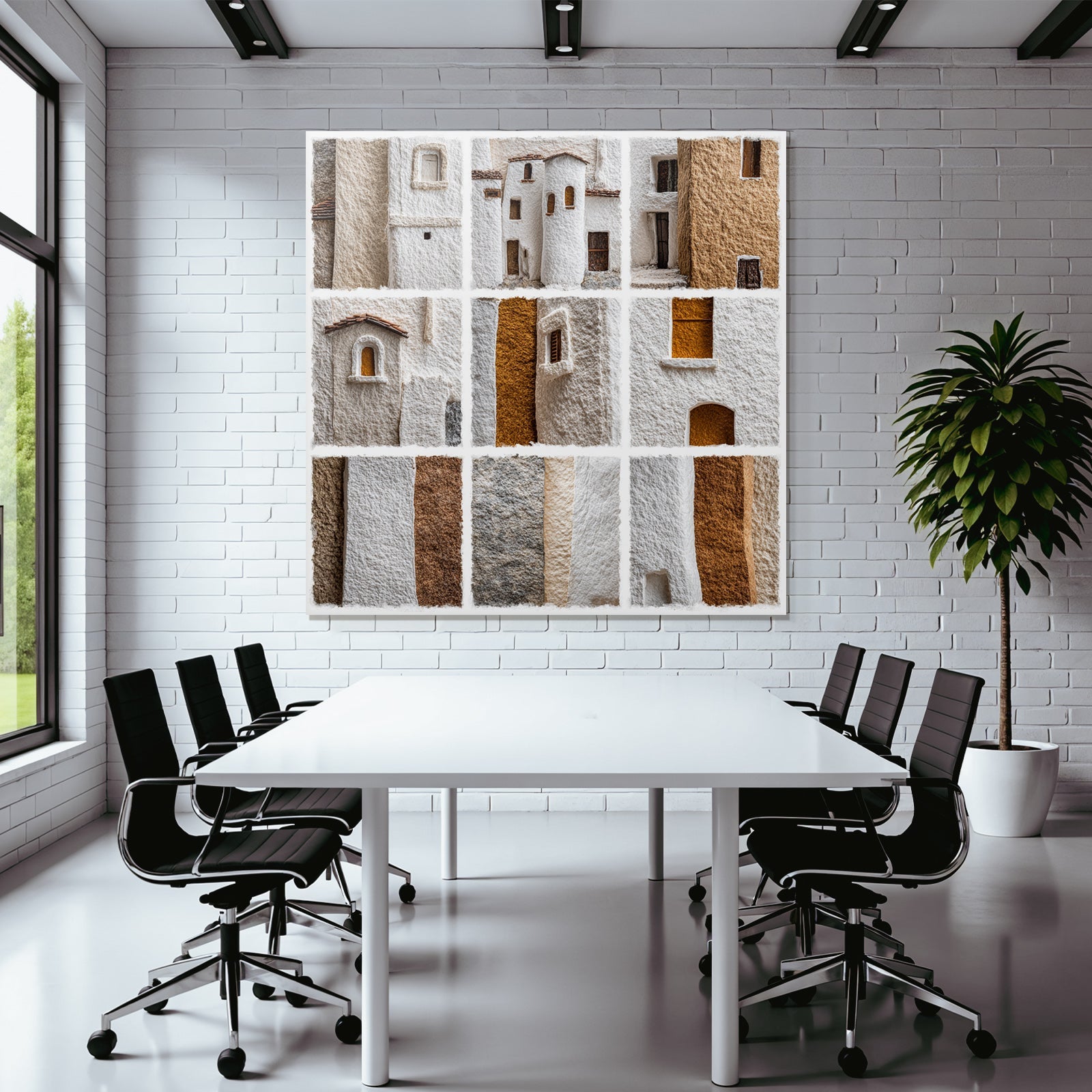 Texturierte Wand Collage Weis Beige Braun