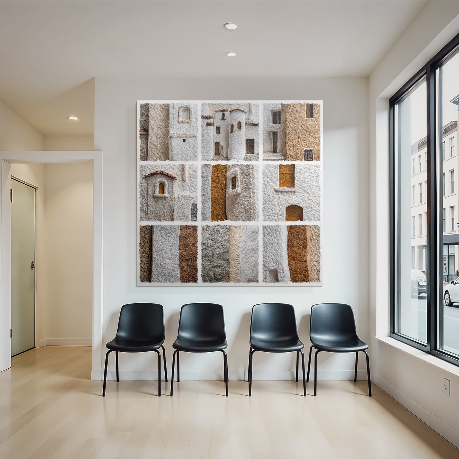 Texturierte Wand Collage Weis Beige Braun