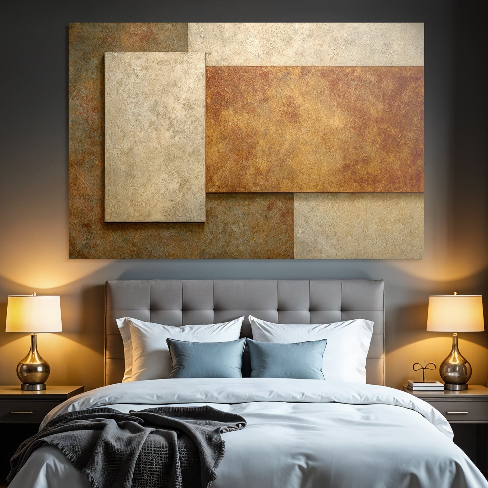 Abstract Design Mit Texturierten Paneelen Beige Und Rustfarben