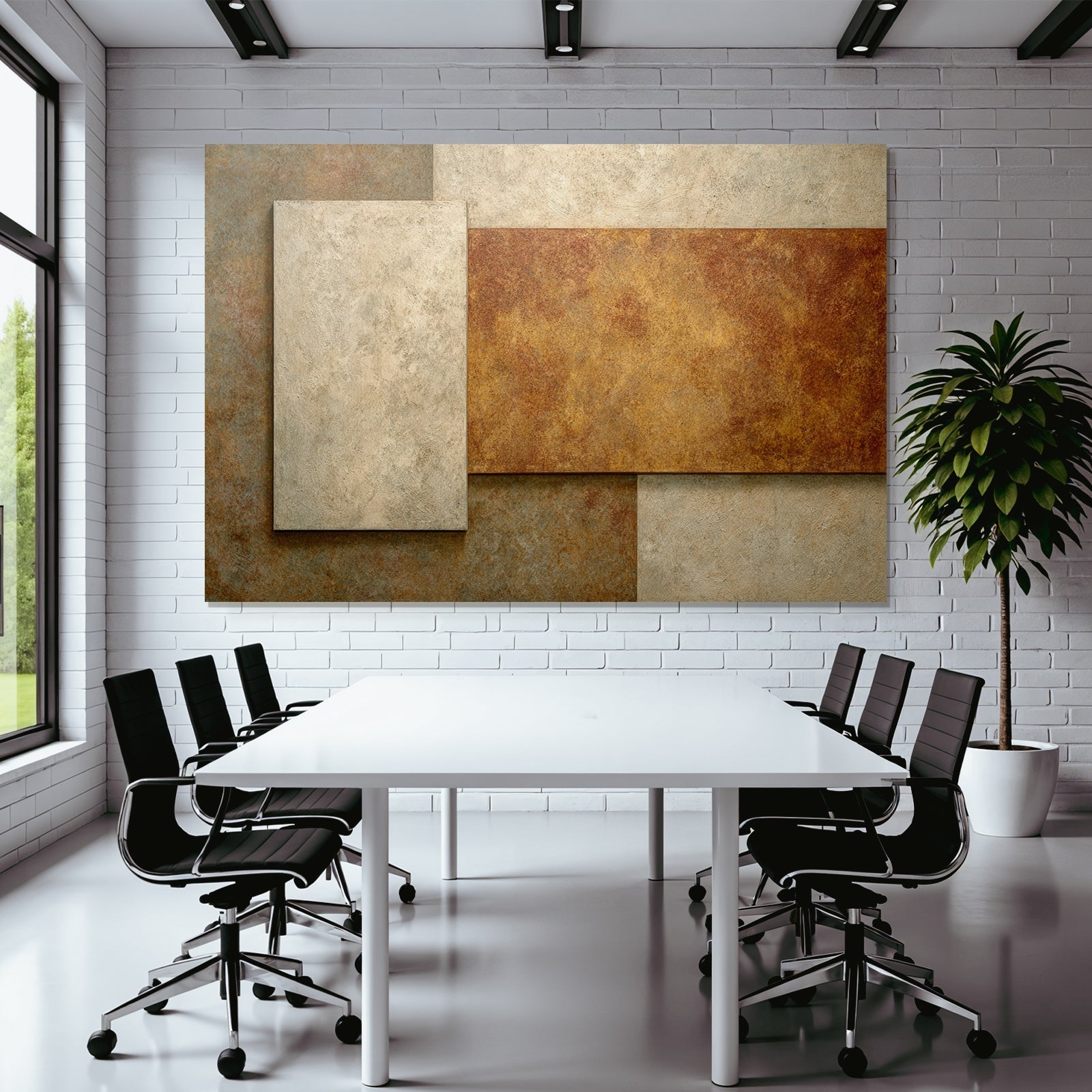 Abstract Design Mit Texturierten Paneelen Beige Und Rustfarben