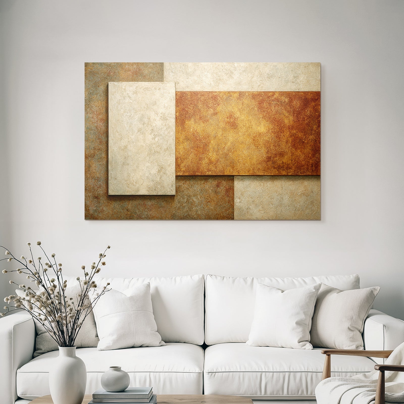 Abstract Design Mit Texturierten Paneelen Beige Und Rustfarben