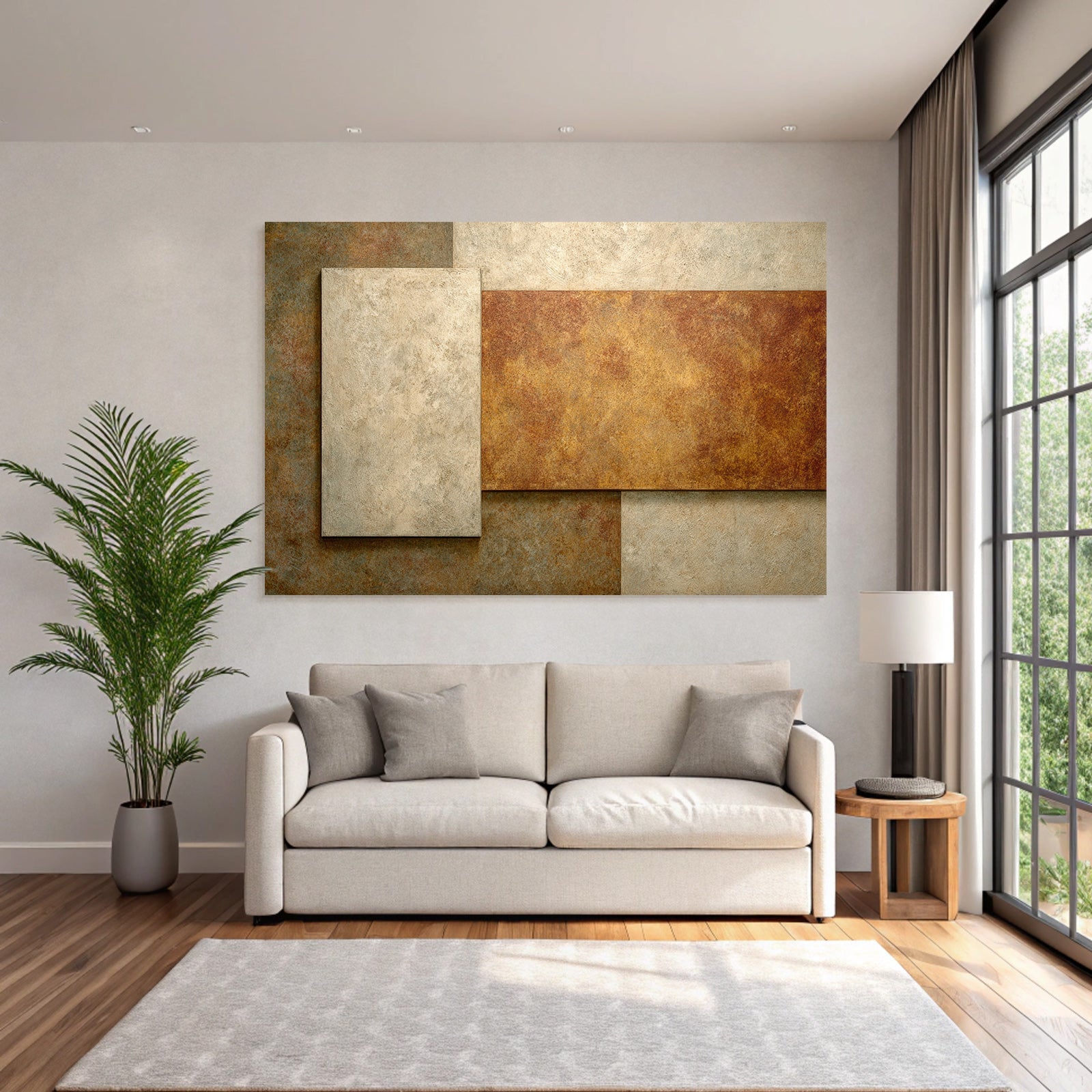 Abstract Design Mit Texturierten Paneelen Beige Und Rustfarben