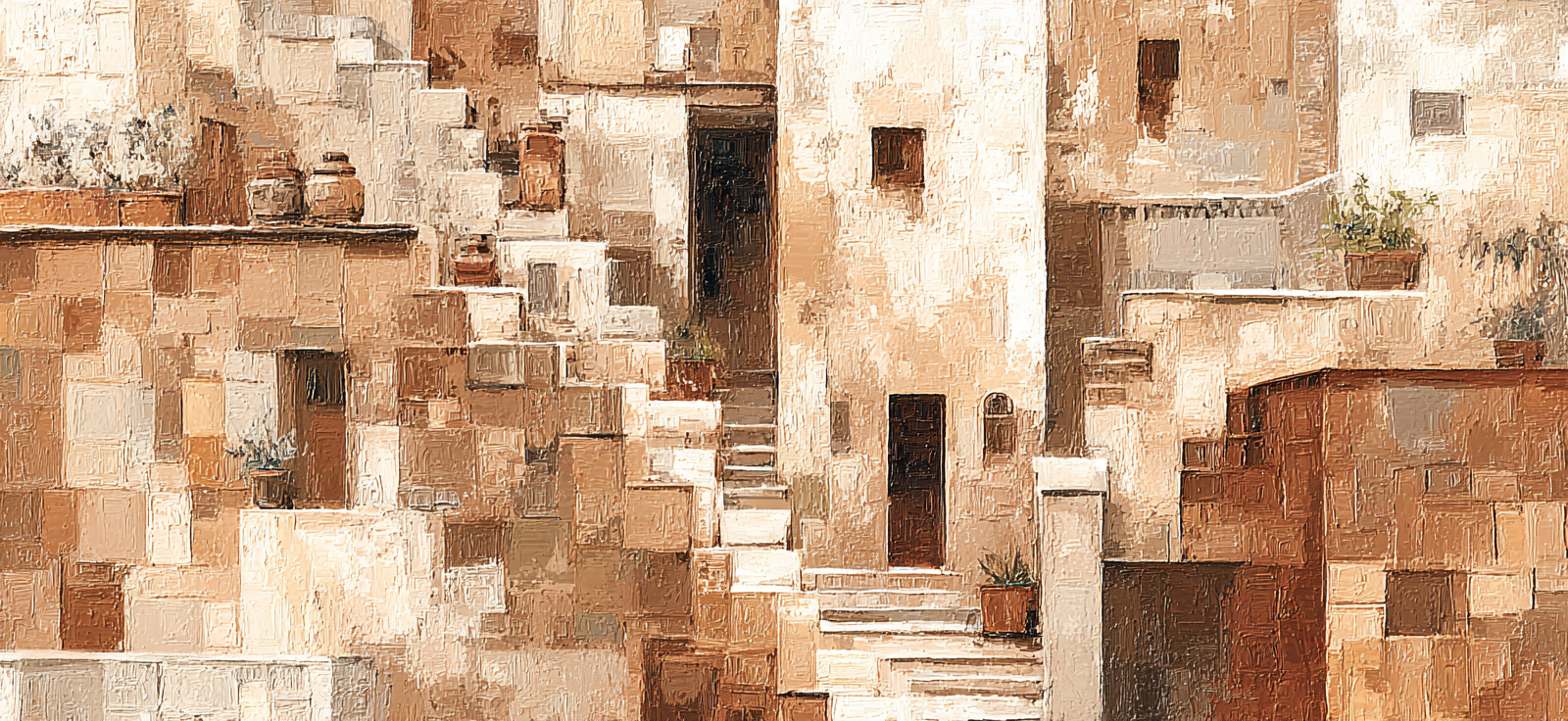 Abstrakte Architektur Mediterranische Strukturen | Erdtoene und Taupe | Farbenwelten
