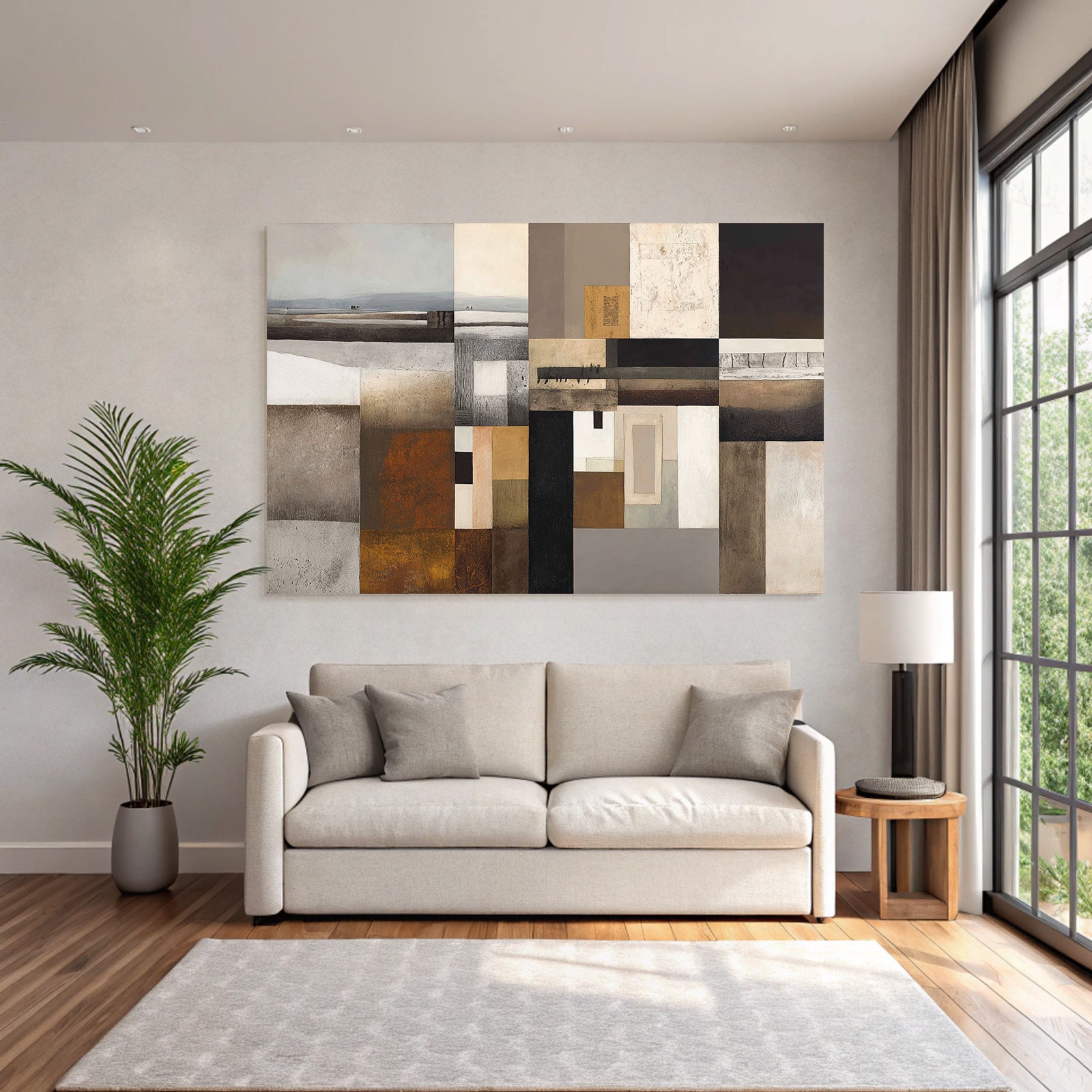 Abstrakte Kunst Geometrische Formen Erdtöne Collage