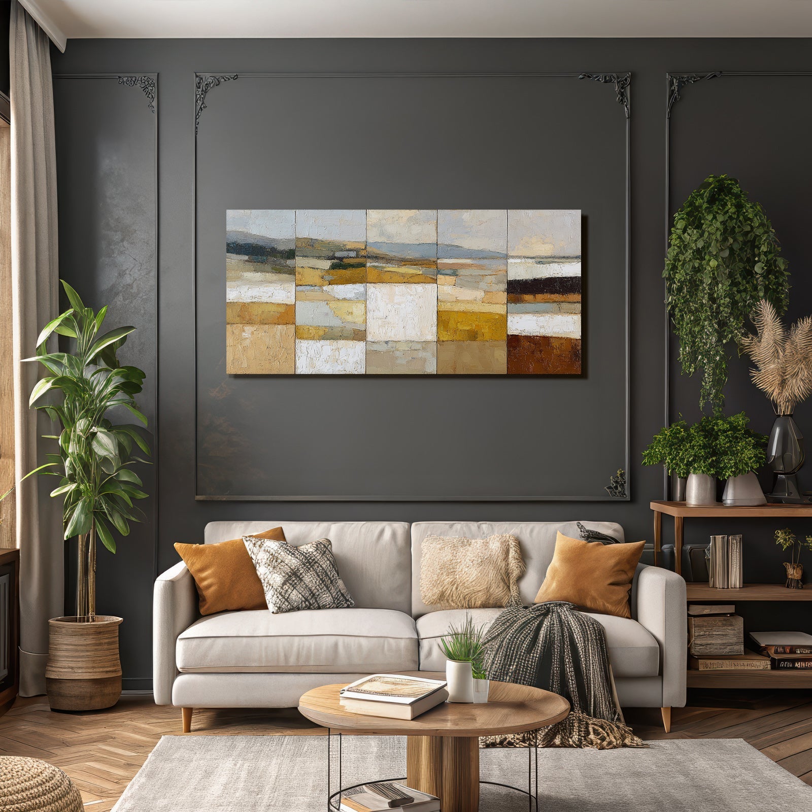 Abstrakte Landschaft Mit Erdtönen Im Painting