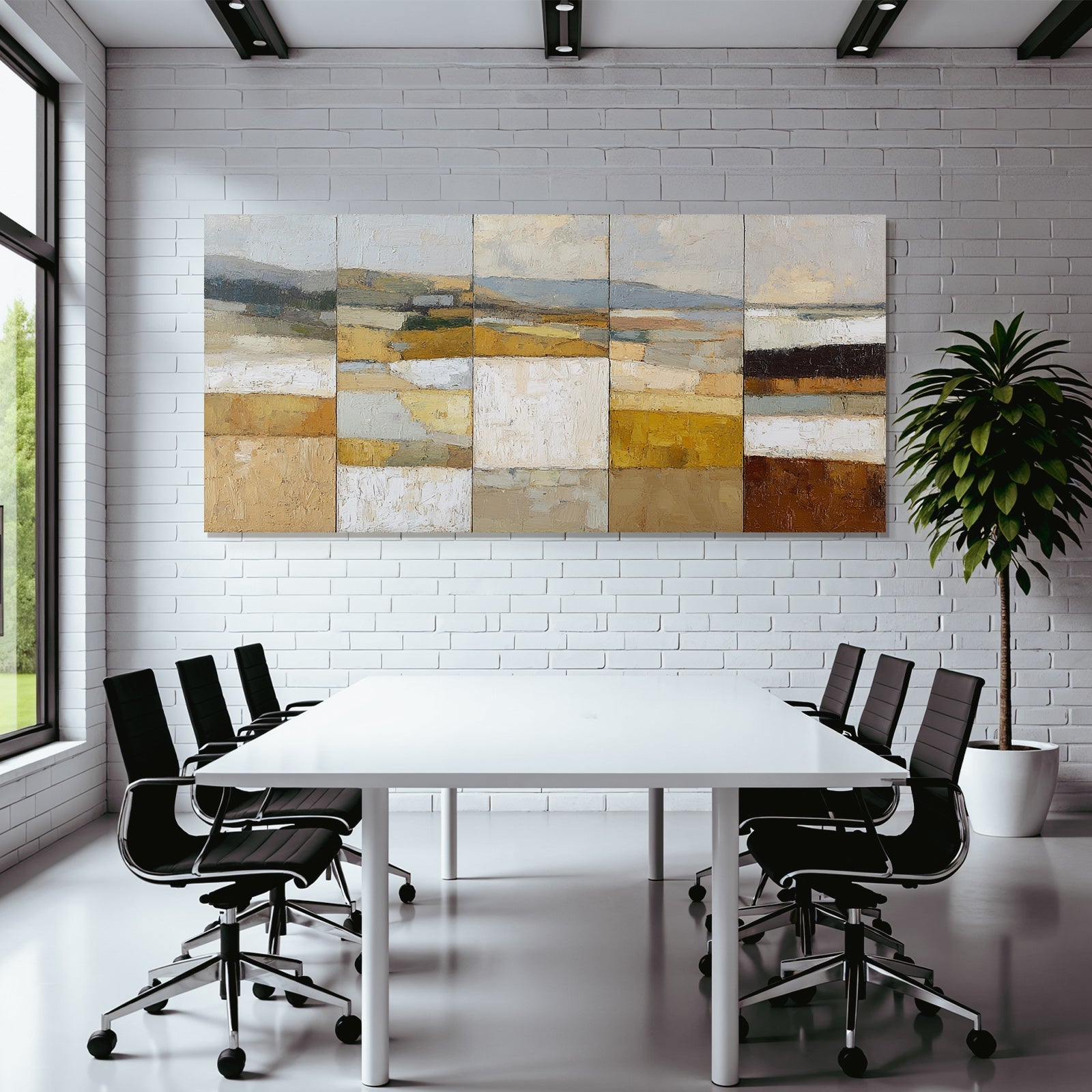 Abstrakte Landschaft Mit Erdtönen Im Painting