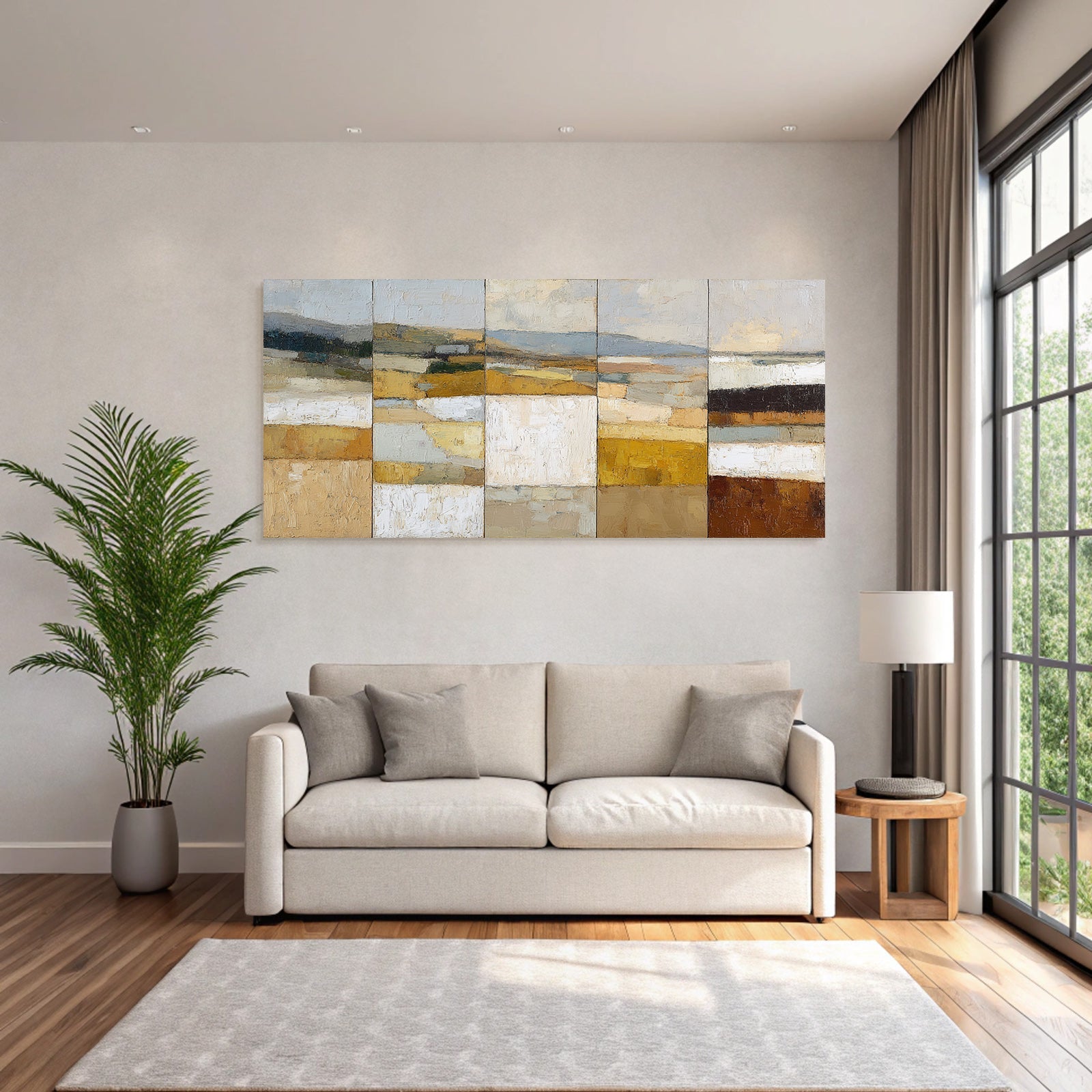 Abstrakte Landschaft Mit Erdtönen Im Painting