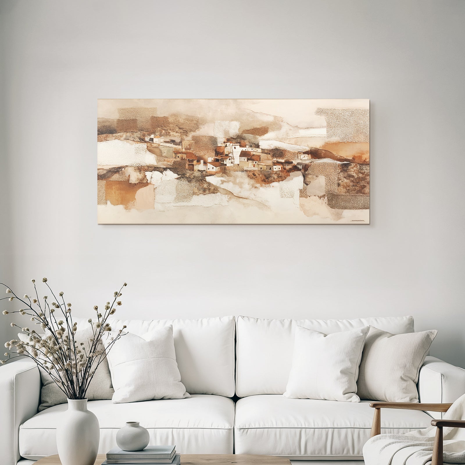 Abstrakte Landschaft Village Erdtöne Kunstwerk