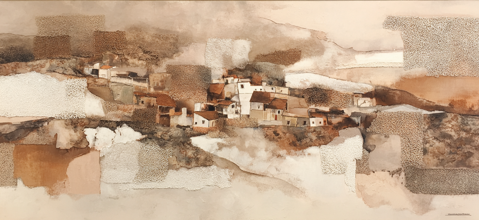 Abstrakte Landschaft Village Erdtöne Kunstwerk | Erdtoene und Taupe | Farbenwelten