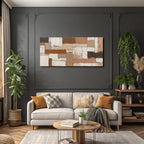 Abstrakte Malerei Rechteckige Formen Neutrale Erdtöne Impasto Texture