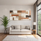Abstrakte Malerei Rechteckige Formen Neutrale Erdtöne Impasto Texture