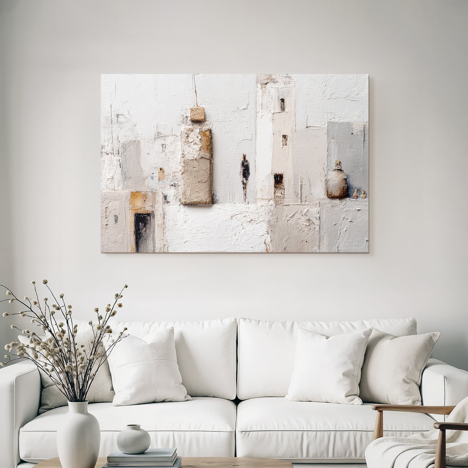 Abstraktes Kunstwerk Architektonische Elemente Figuren Mutete Farben Texturen