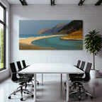 Küstenlandschaft Mit Fluss Und Meer Impressionistische Malerei