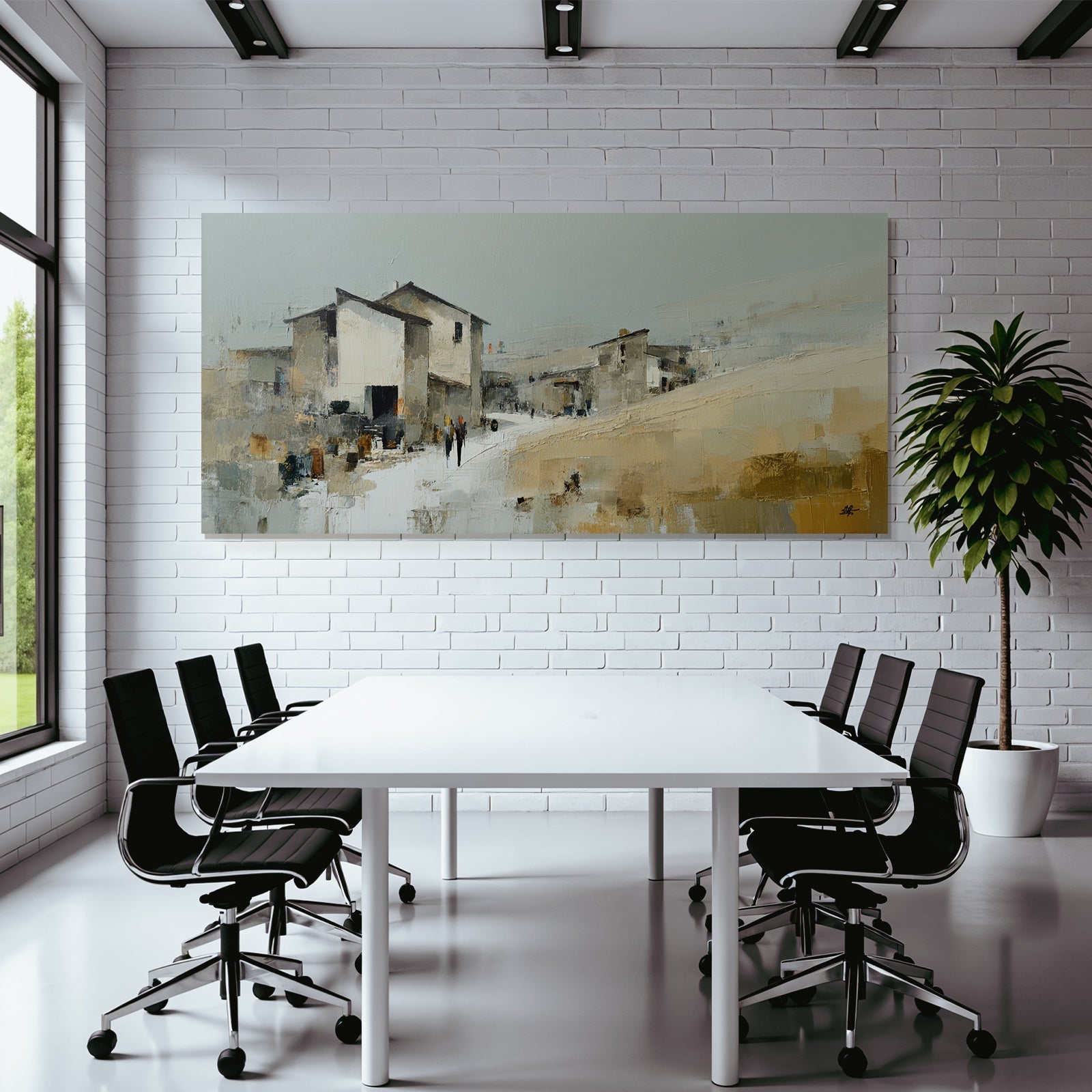 Landschaft Mit Gebäuden Unter Sanften Farben