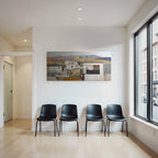 Stylisierte Landschaft Mit Architektur Erde Ton Abstrakt
