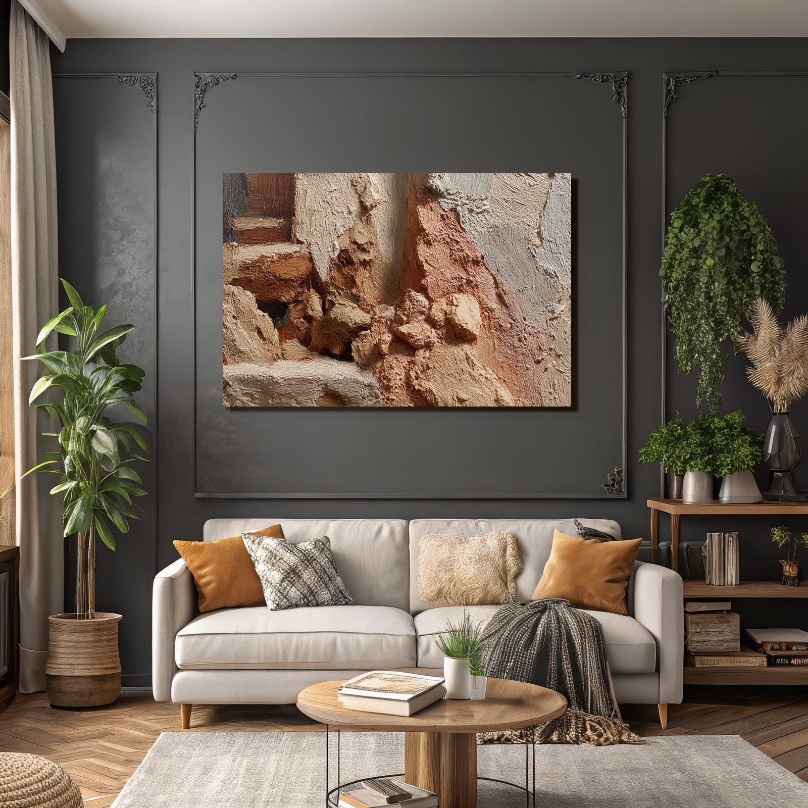 Texturierte Farbe Detail Maltechnik Erde Ton Breite Impasto