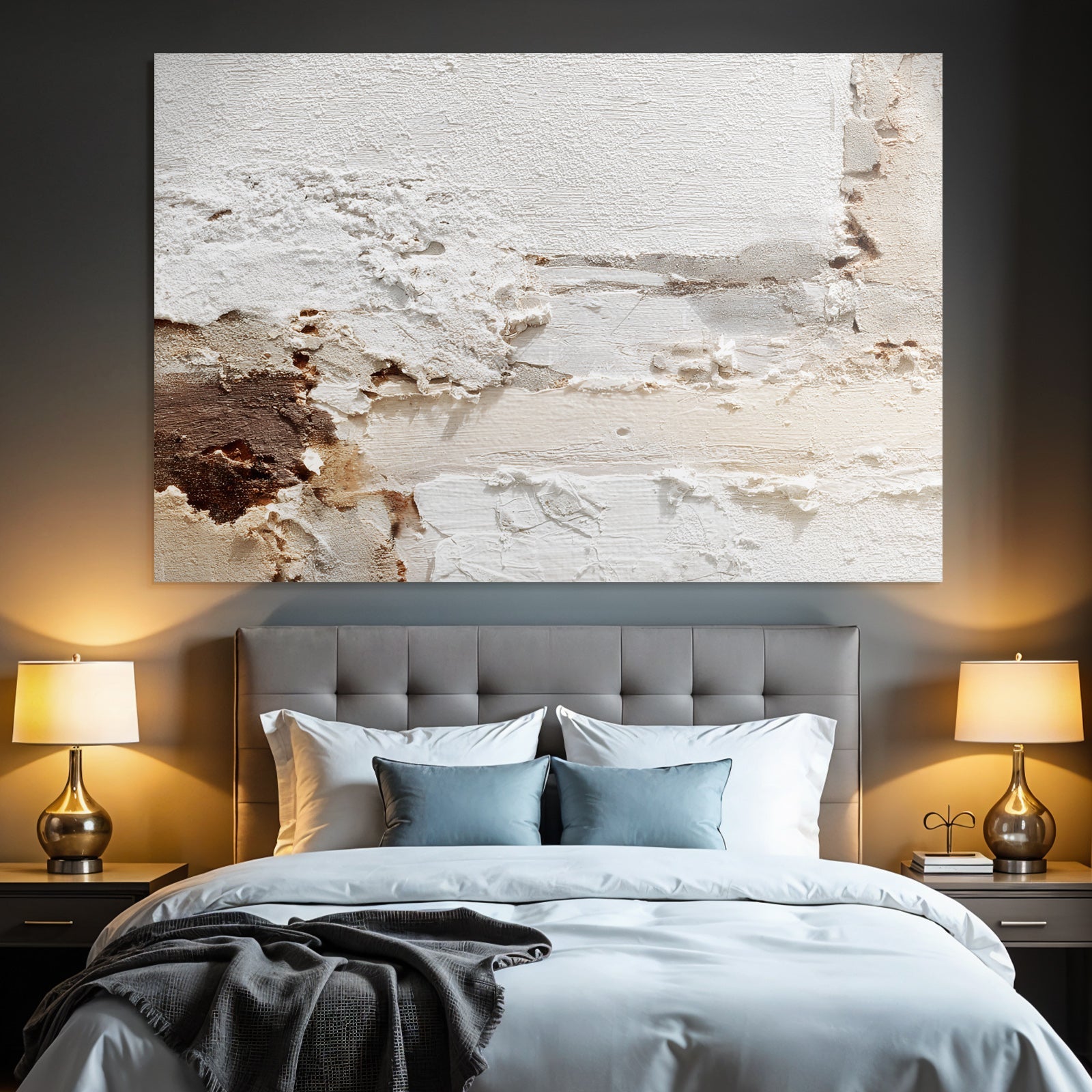 Texturierte Wand Ölmalerei Weiss Creme Braun