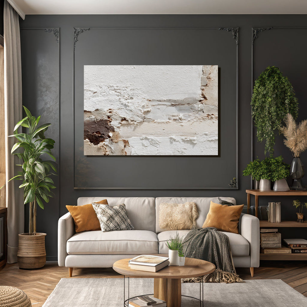 Texturierte Wand Ölmalerei Weiss Creme Braun