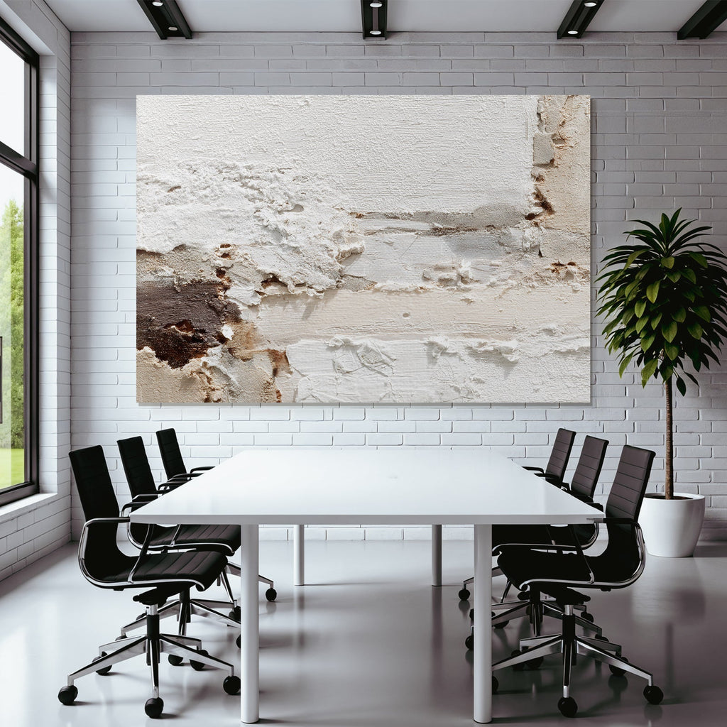 Texturierte Wand Ölmalerei Weiss Creme Braun