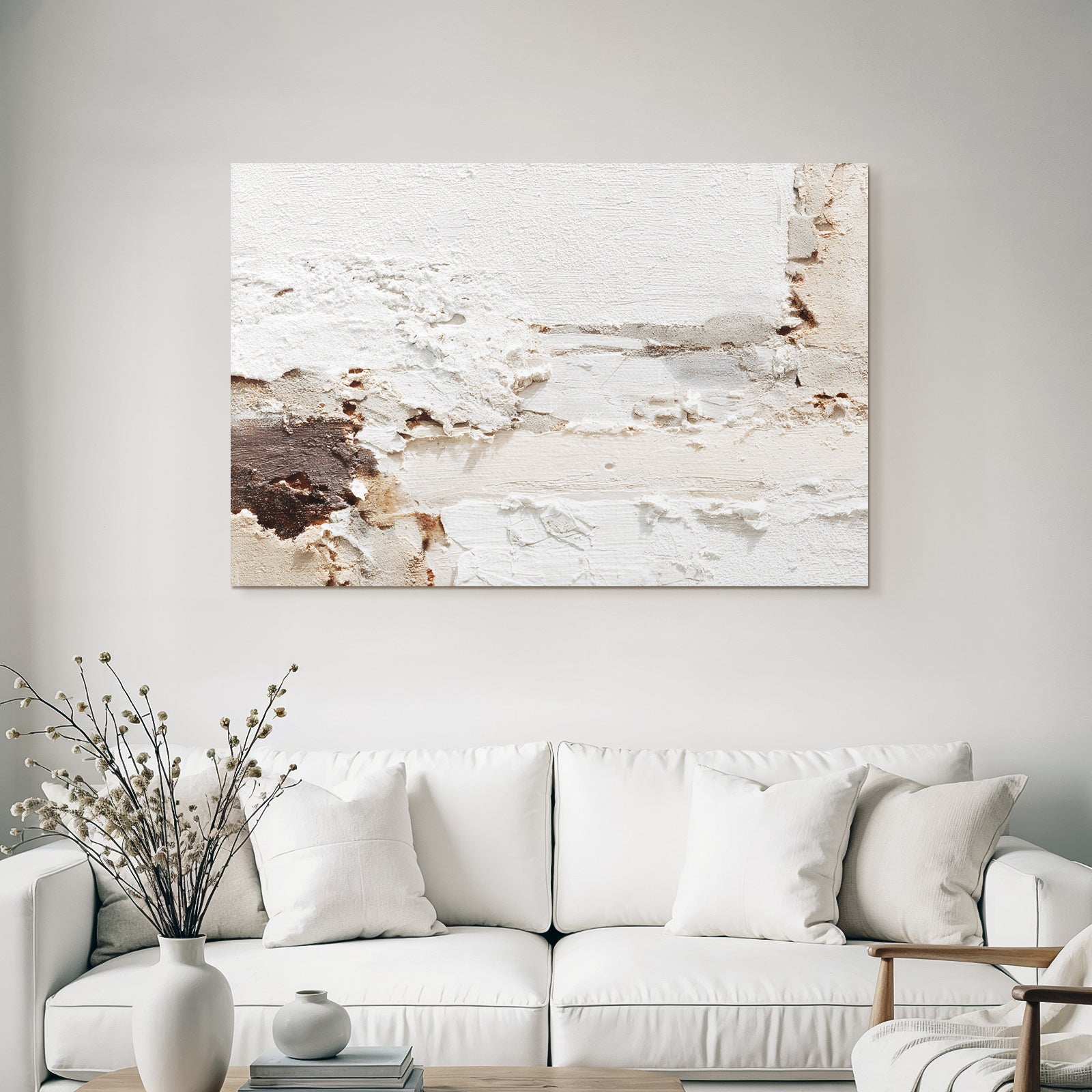 Texturierte Wand Ölmalerei Weiss Creme Braun