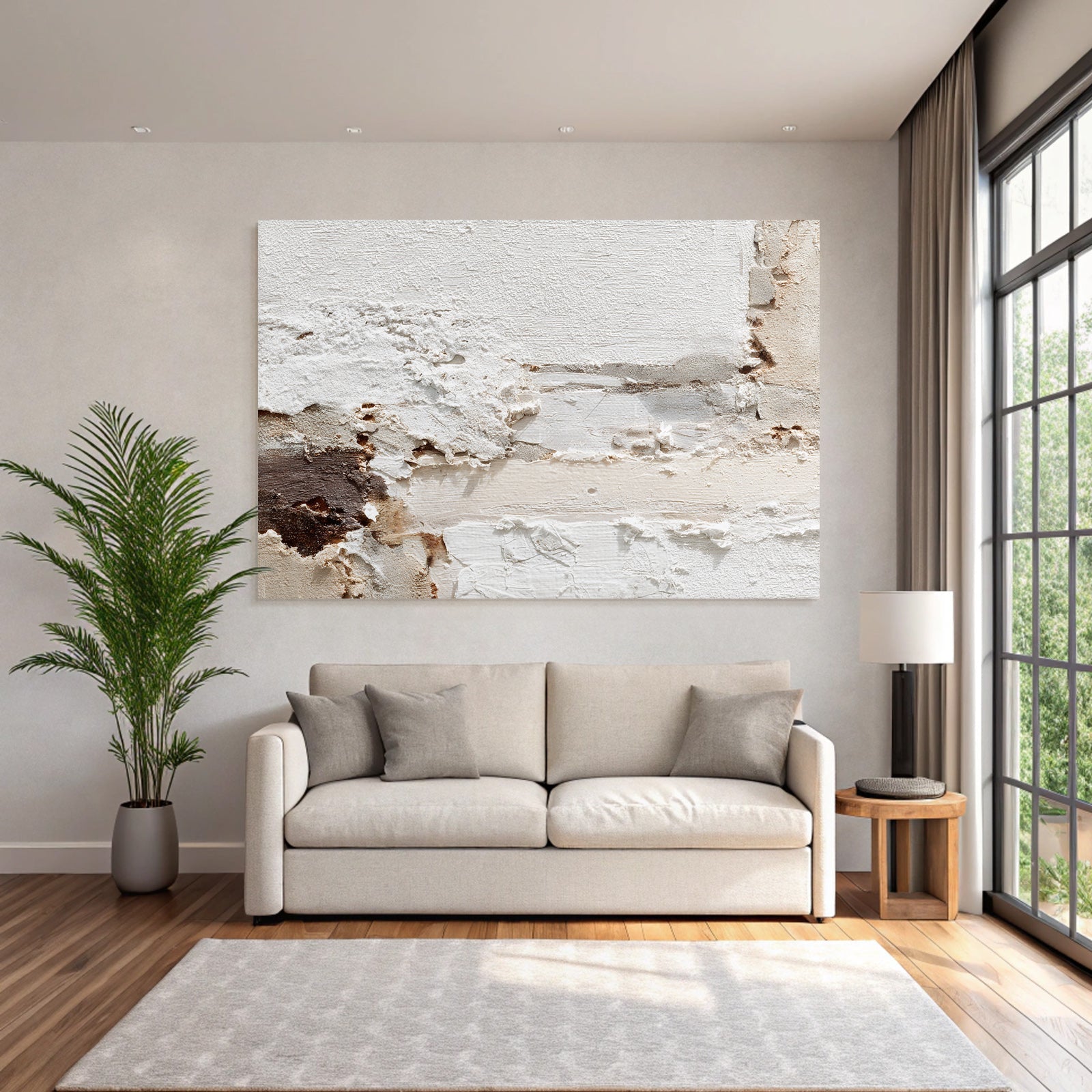 Texturierte Wand Ölmalerei Weiss Creme Braun