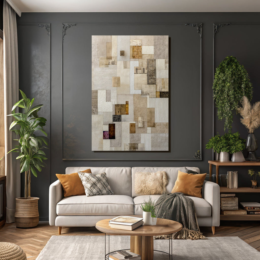 Abstracte Zusammensetzung In Neutralen Tönen Mit Texturen Und Formen