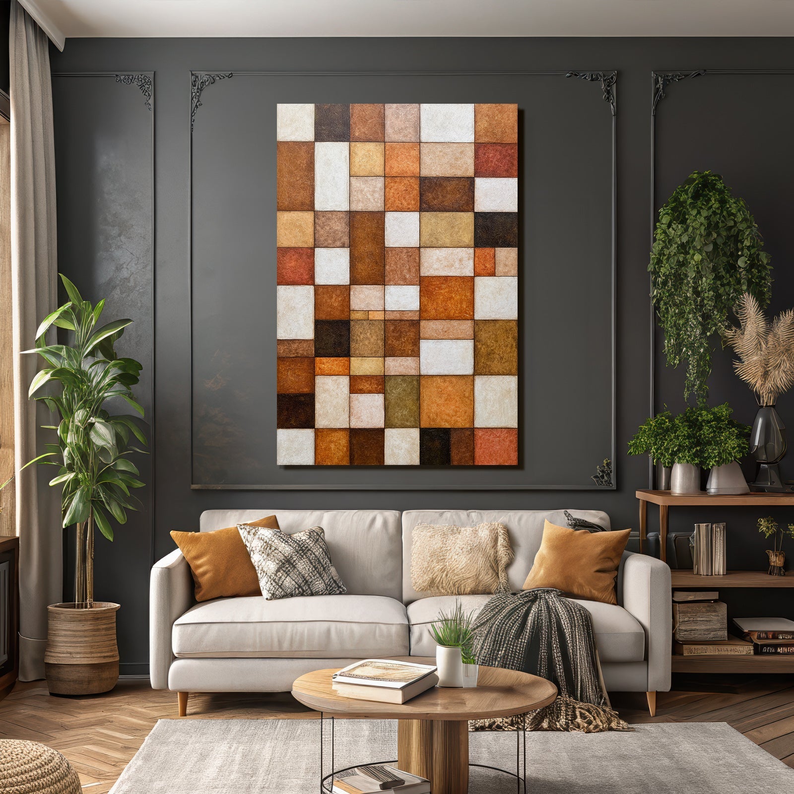 Abstractes Kunstwerk Braun Beige Und Weiss