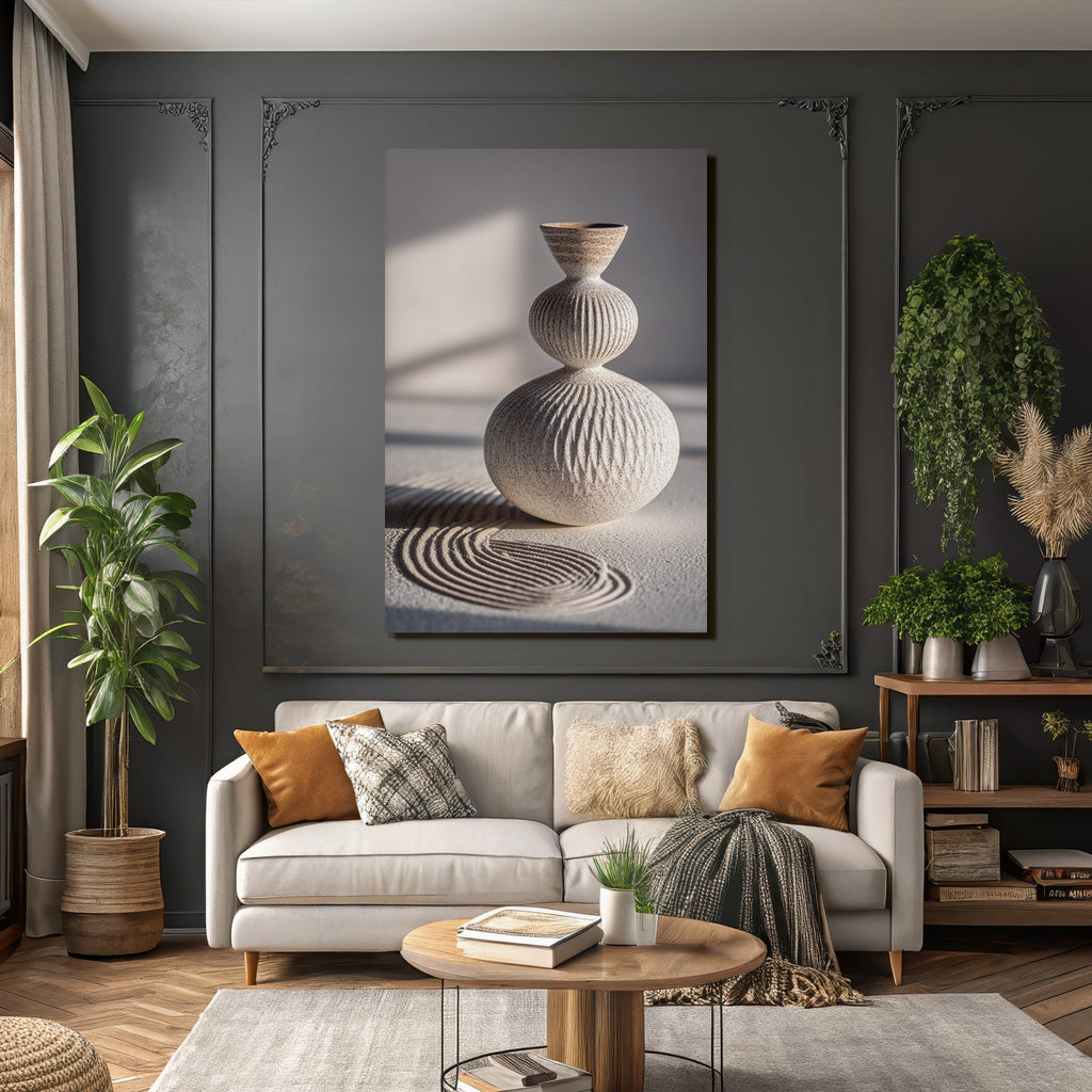 Dekorative Vase Mit Interessantem Design Keramik Weiss Erdfarben Texuriert