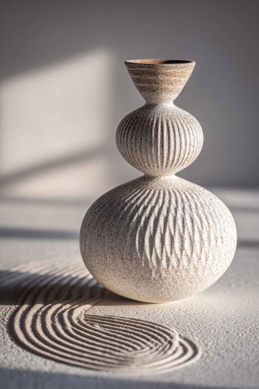 Dekorative Vase Mit Interessantem Design Keramik Weiss Erdfarben Texuriert | Gold und Beige | Farbenwelten