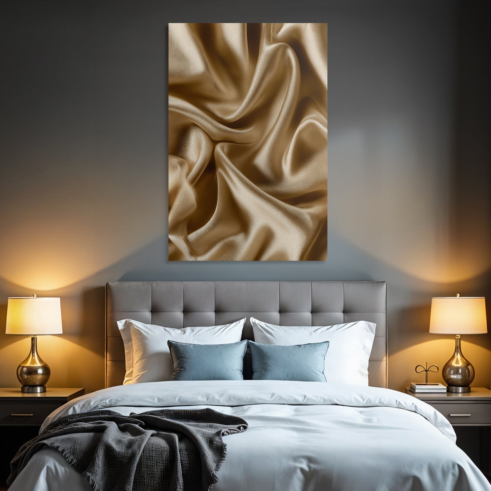 Glänzender Goldfarbiger Stoff Satin Seide