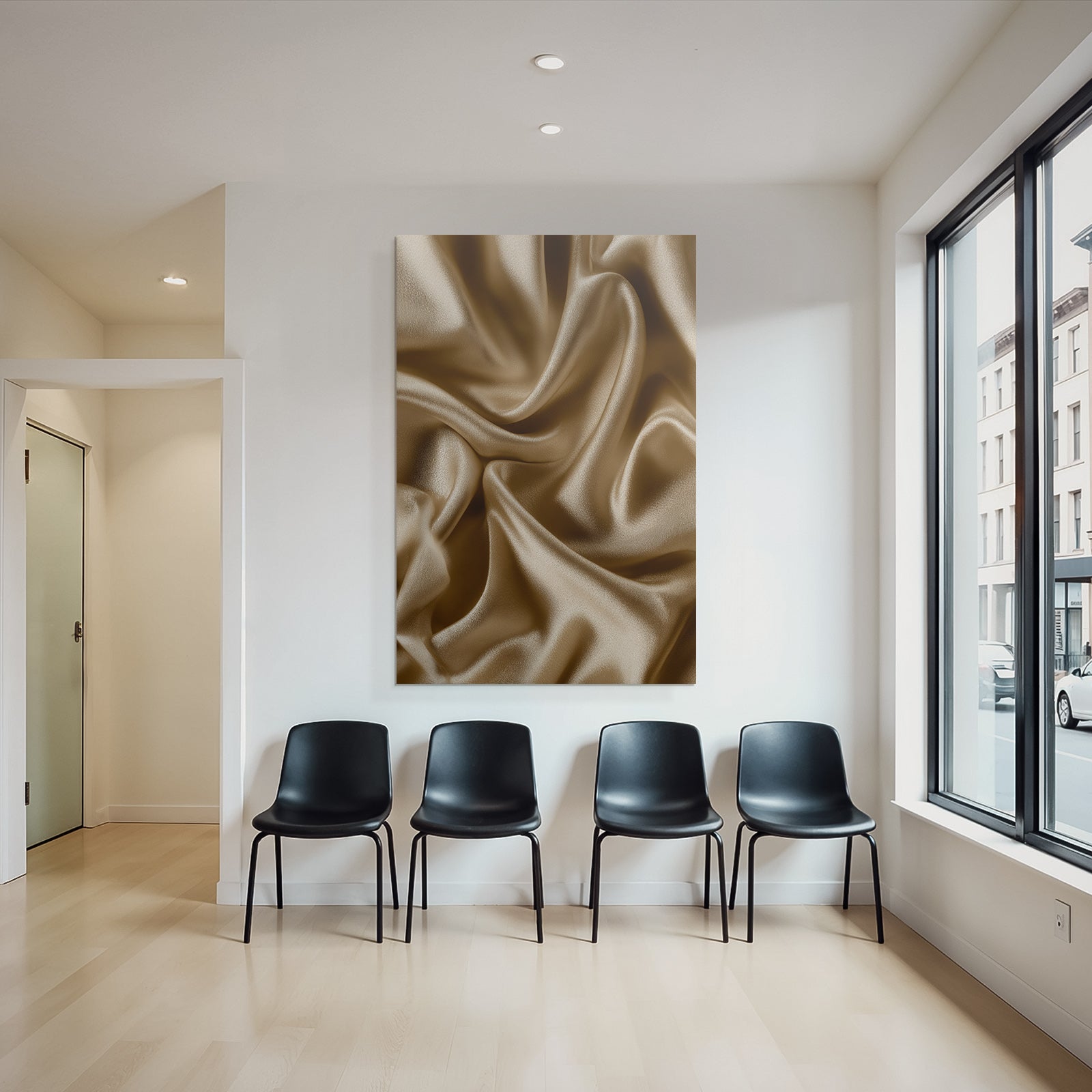 Glänzender Goldfarbiger Stoff Satin Seide