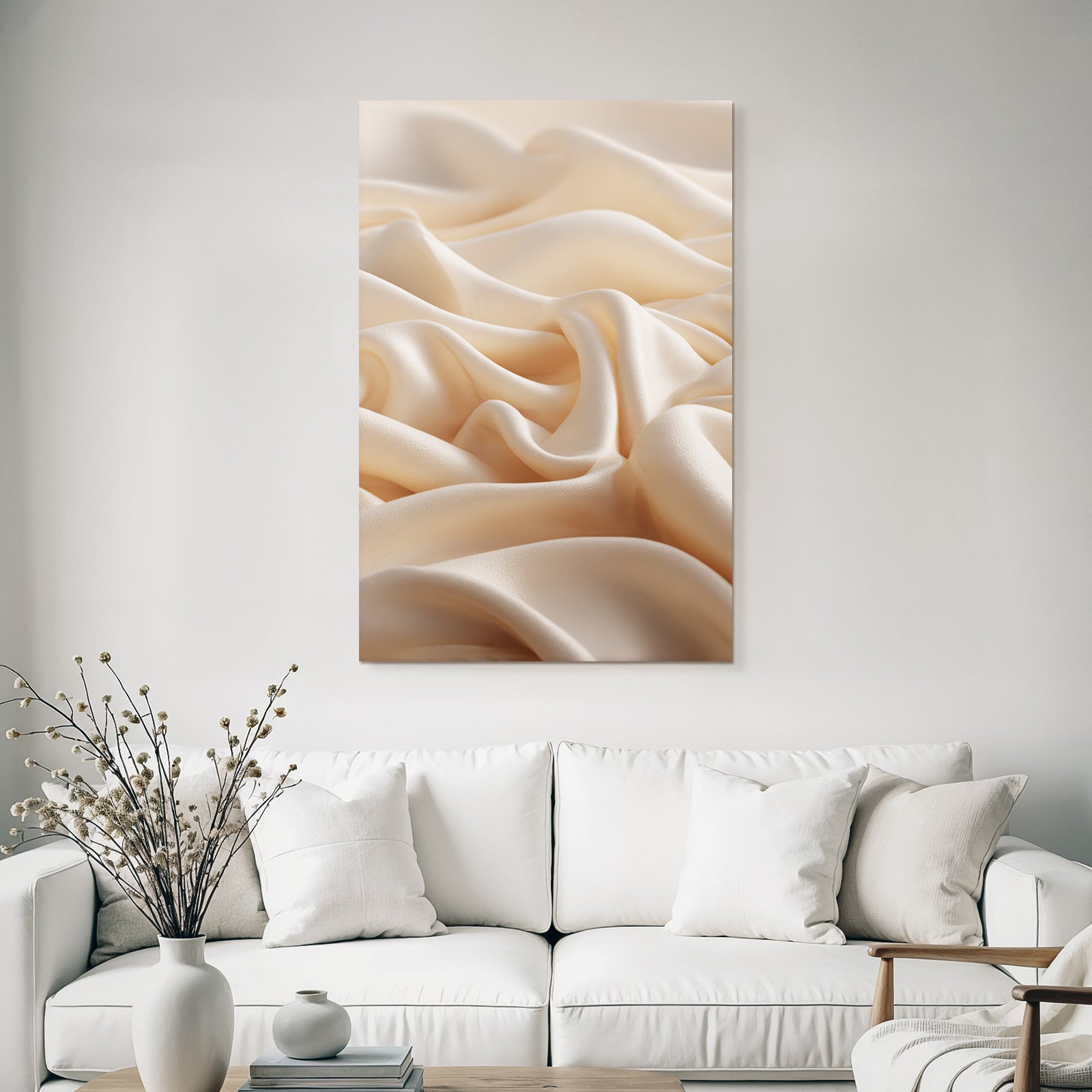Sanfter Flüssender Stoff Beige Smooth Silky Textur