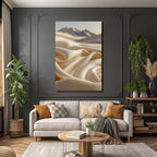 Seidenstoff Mit Fliessender Textur Und Landschaft Im Hintergrund
