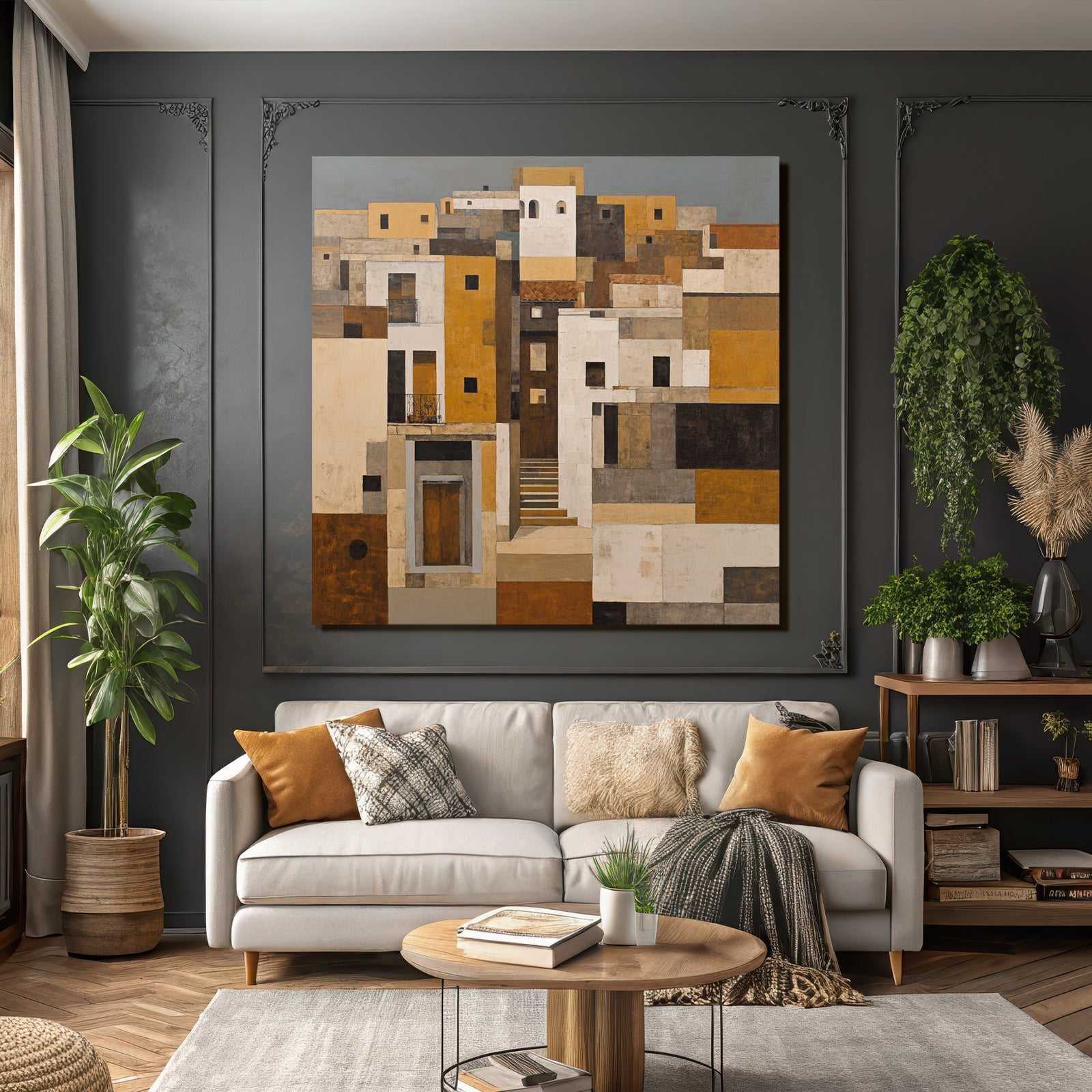 Abstracte Landschaft Oder Architektur Szenen Mit Geometrischen Formen