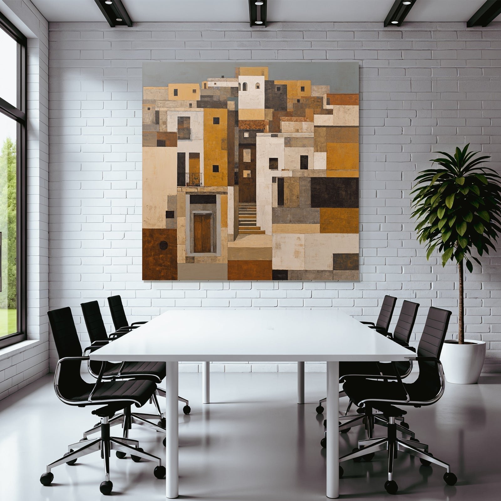 Abstracte Landschaft Oder Architektur Szenen Mit Geometrischen Formen