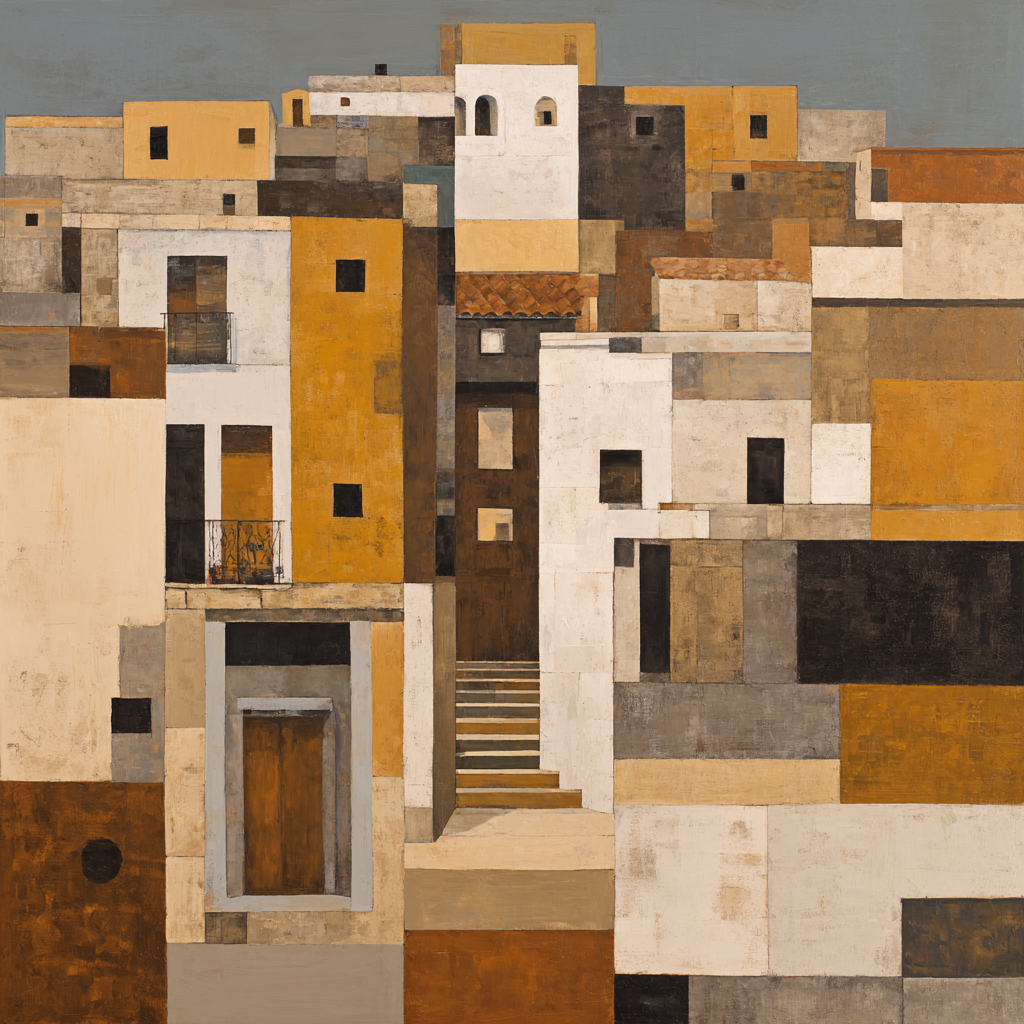 Abstracte Landschaft Oder Architektur Szenen Mit Geometrischen Formen | Gold und Beige | Farbenwelten