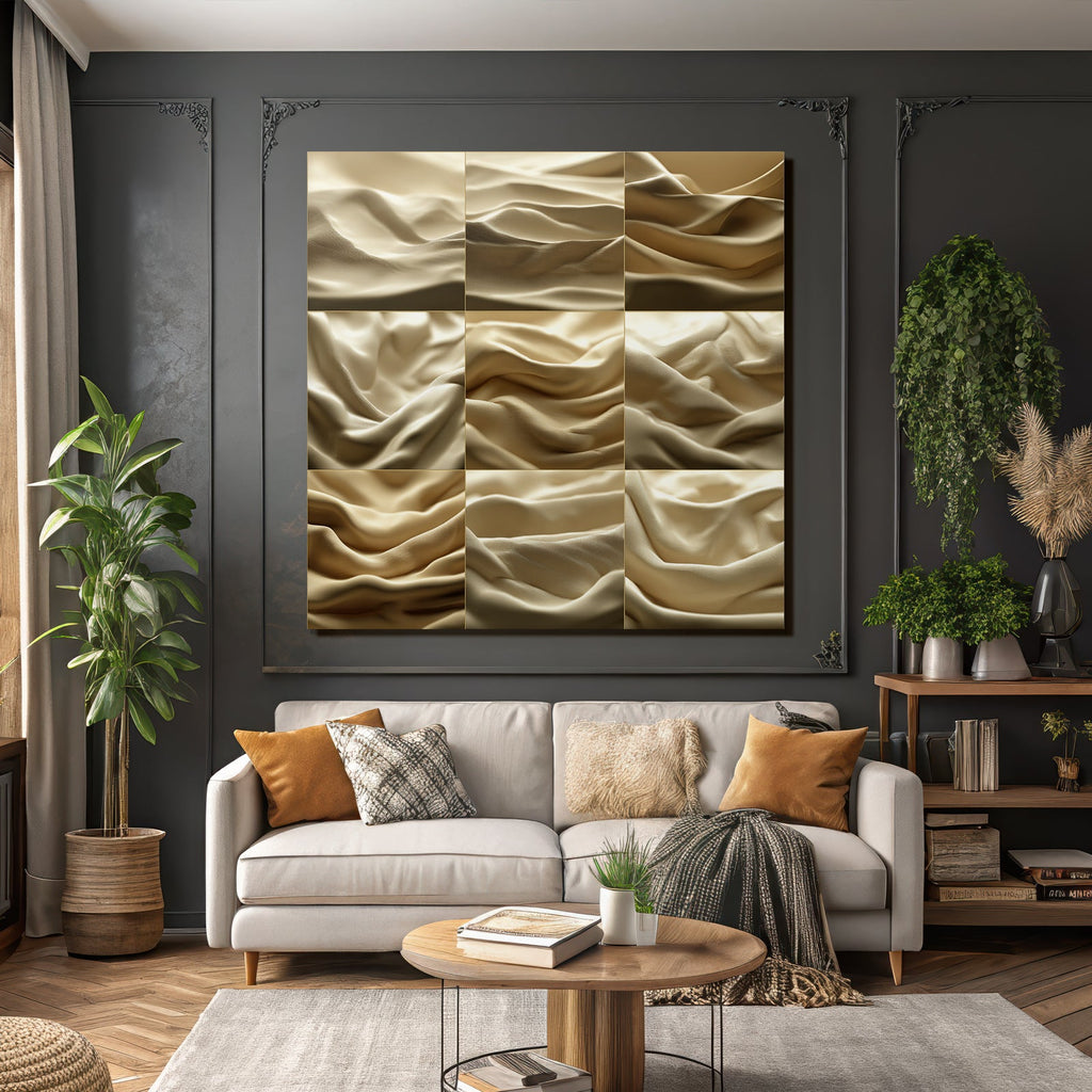 Beige Golden Stofftexturen Glatt Geringelt Oder Ge Drapiert