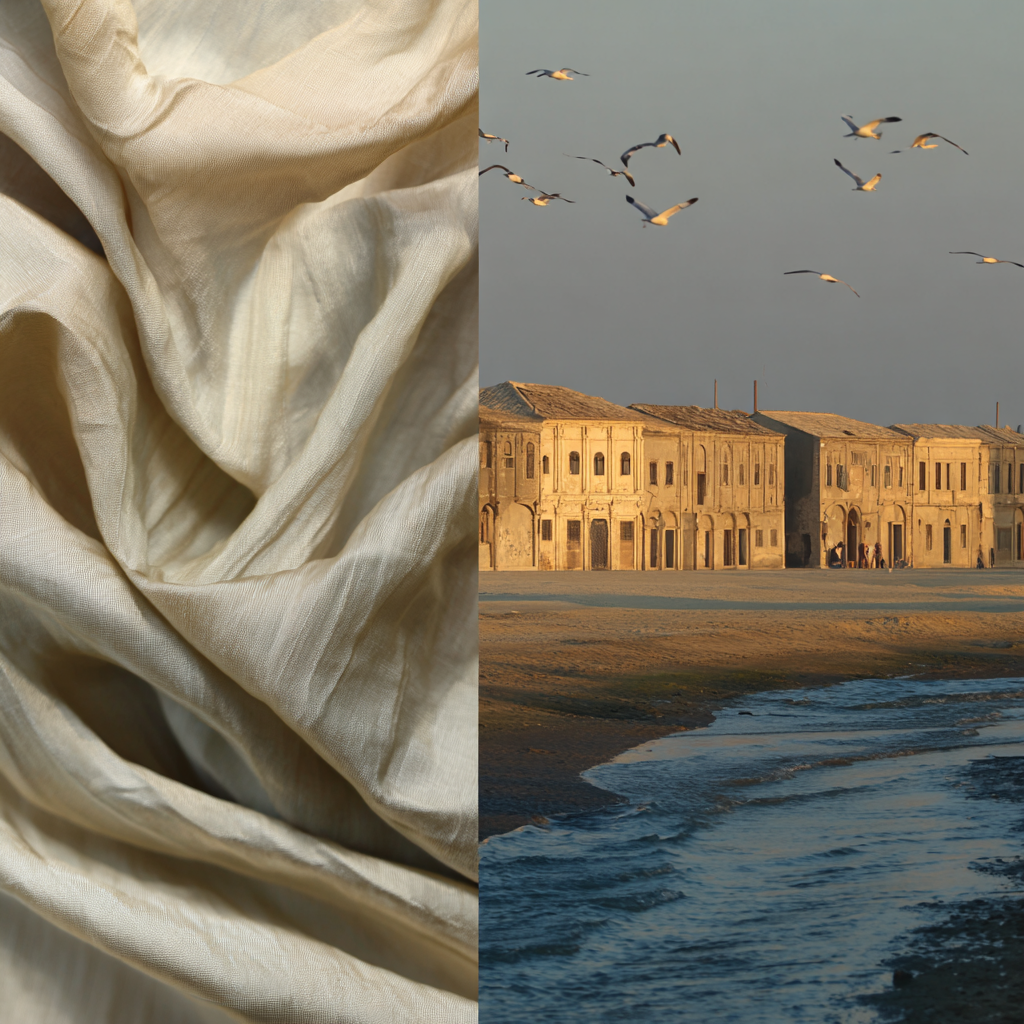 Crumpled Silk And Coastal Scenery | Gold und Beige | Farbenwelten
