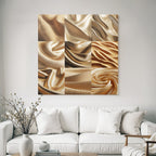 Goldene Stoffe Texturen Detailaufnahme Drapierung Schimmer Muster