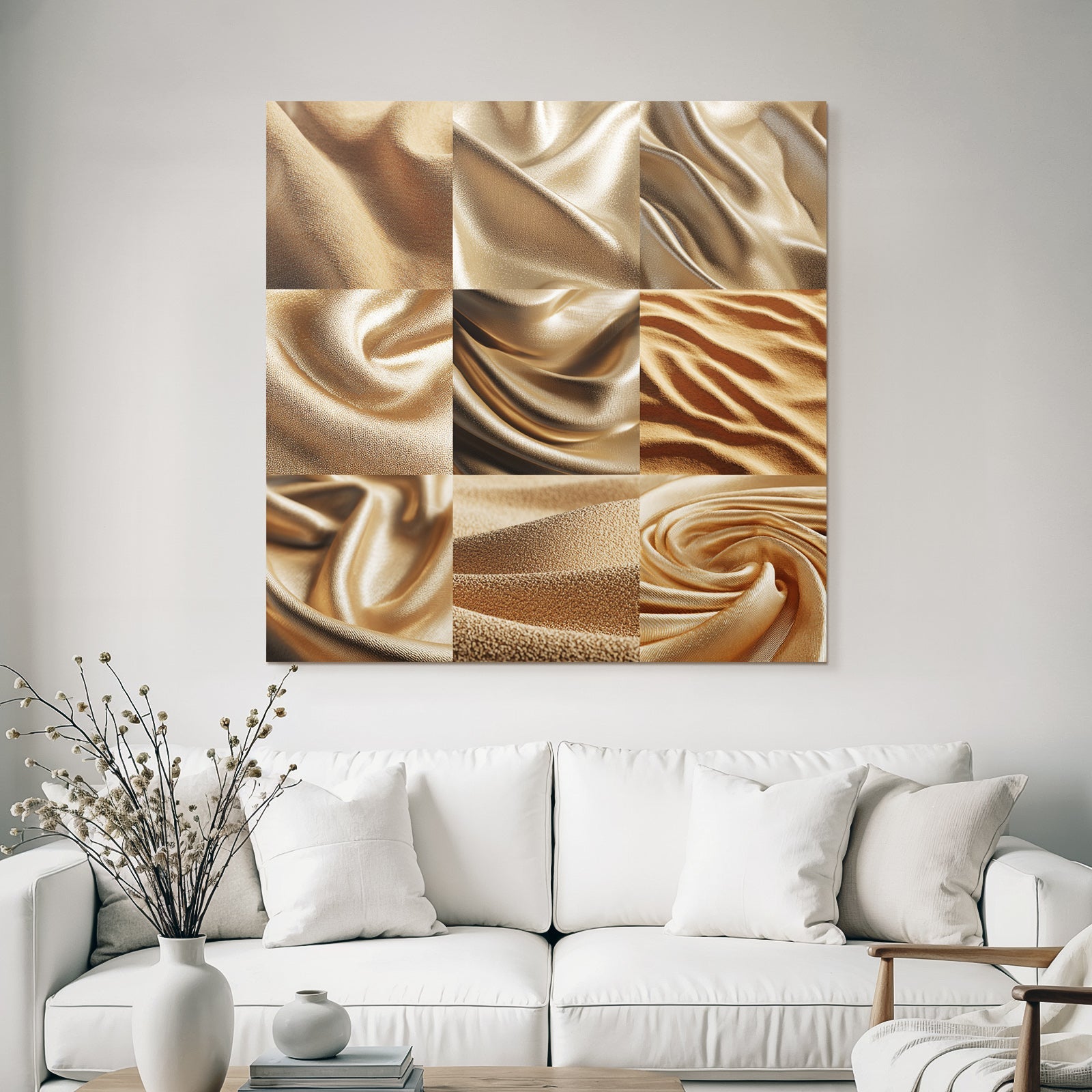 Goldene Stoffe Texturen Detailaufnahme Drapierung Schimmer Muster
