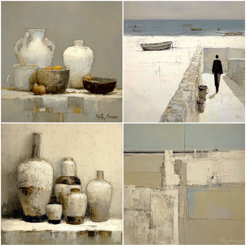 Stille Leben Und Landschaften Kunst Collage | Gold und Beige | Farbenwelten
